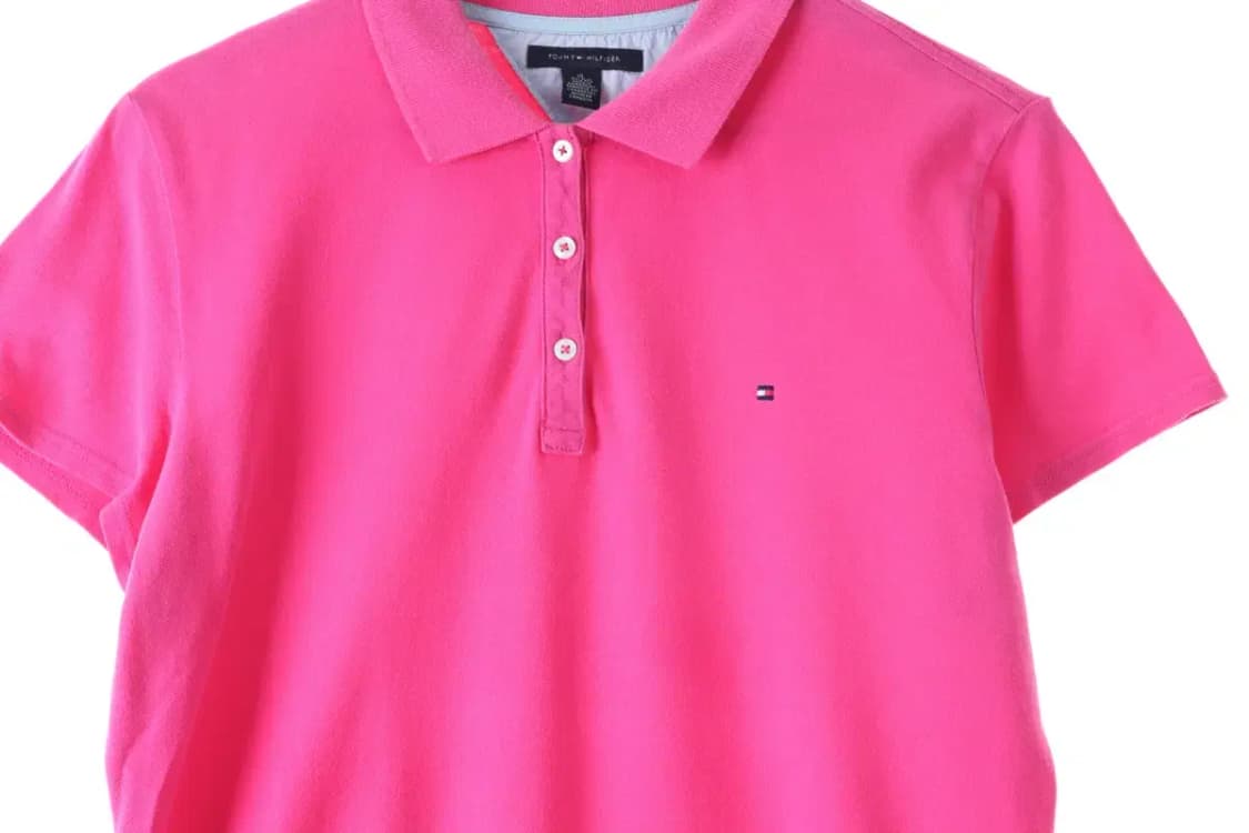 W(XL) 타미힐피거 반팔 카라 티셔츠 핑크 올드스쿨-13C16 상품이미지2