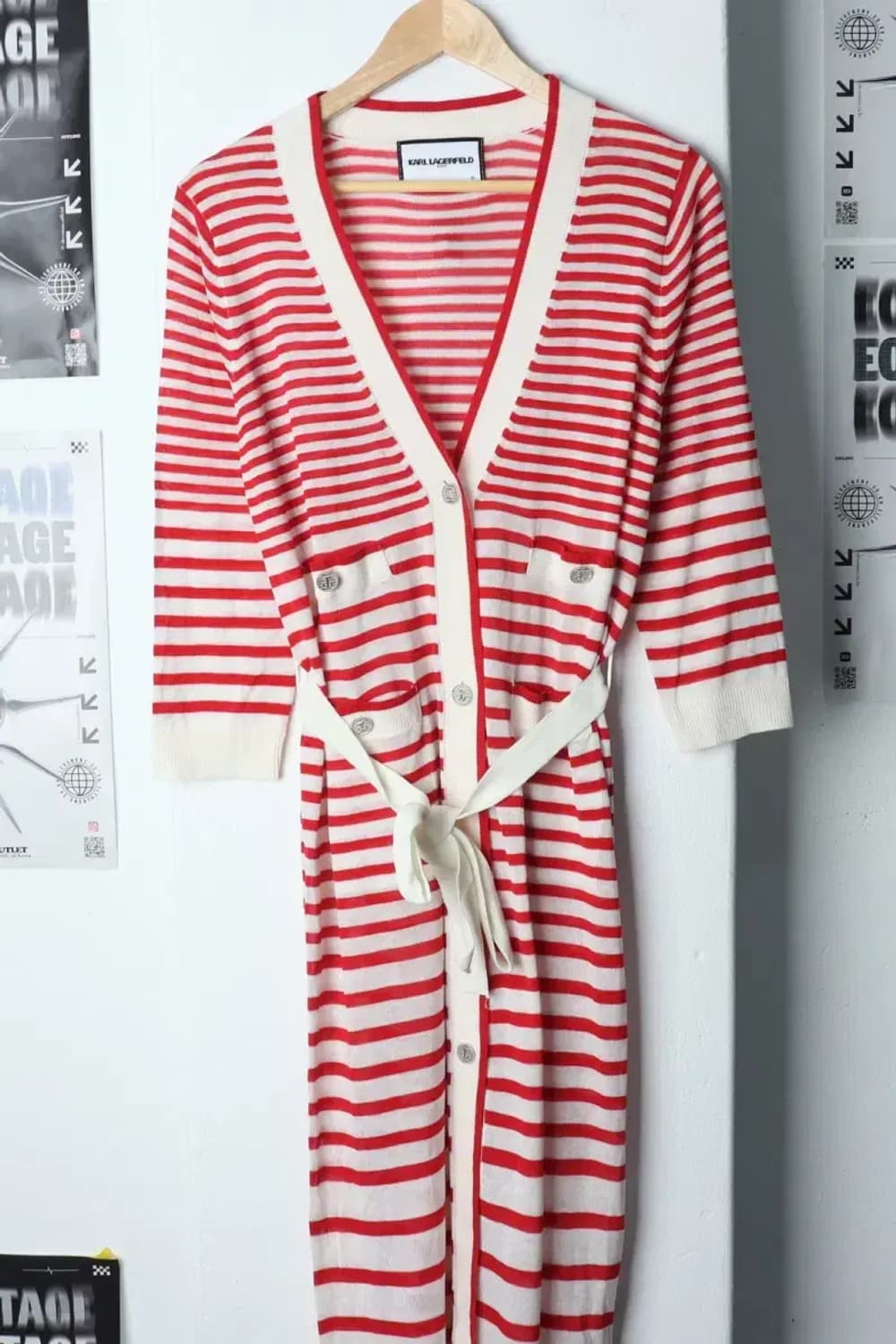 W(S) 칼라거펠트 드레스 원피스 스트라이프 니트 가디건-13DBF 상품이미지1