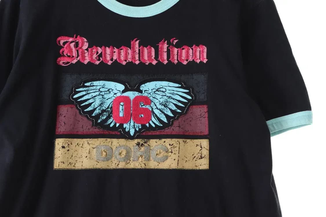 (L) 브랜드빈티지 반팔 티셔츠 자수 키치 락티-13C7A 상품이미지4