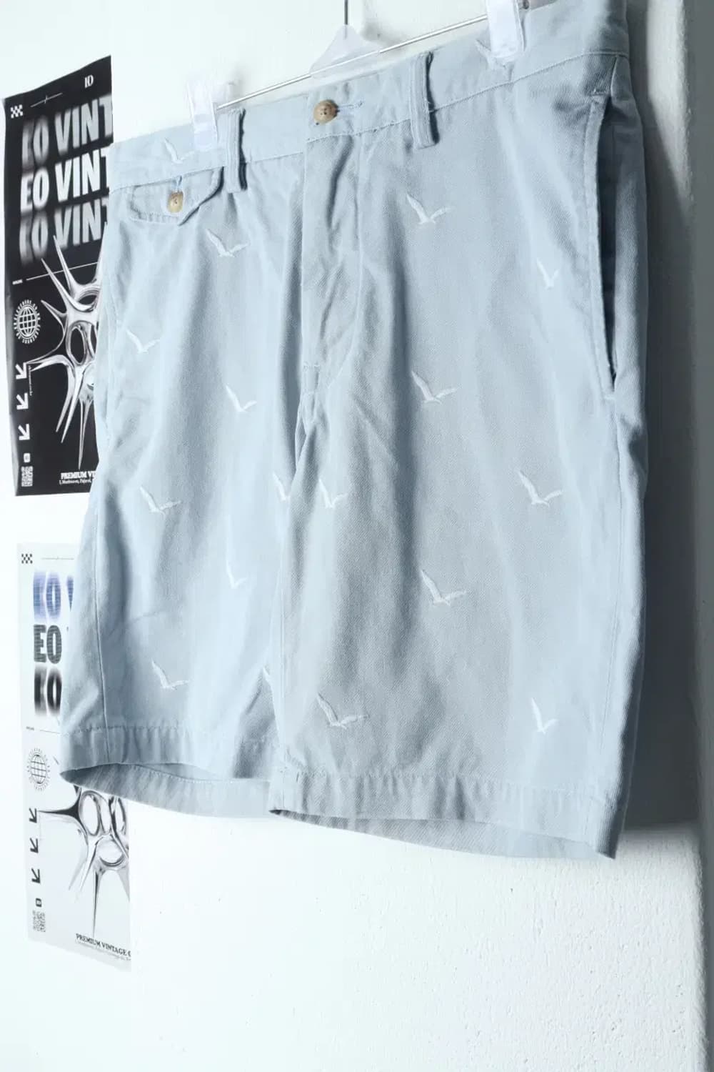 (L-XL) 폴로 랄프로렌 반바지 팬츠 자수패턴 연블루 면-1D49 상품이미지1