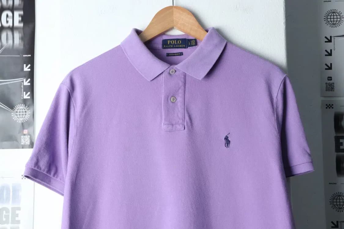 (L-XL) 폴로 랄프로렌 반팔 카라 티셔츠 부분오염 퍼플-13F33 상품이미지3