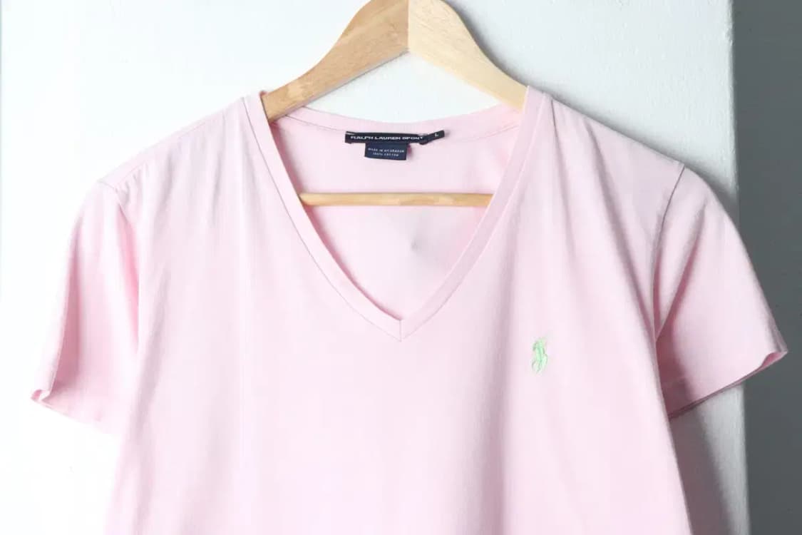 W(L) 폴로 랄프로렌 반팔 티셔츠 브이넥 핑크 포니-13F53 상품이미지3