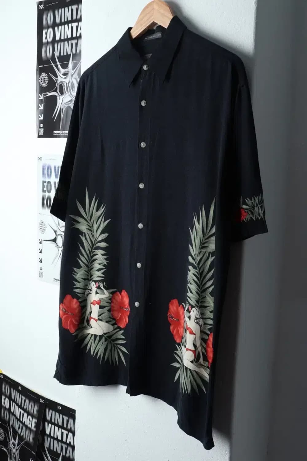 (M-2XL) 브랜드빈티지 반팔셔츠 남방 블랙 하와이안-141D5 상품이미지1