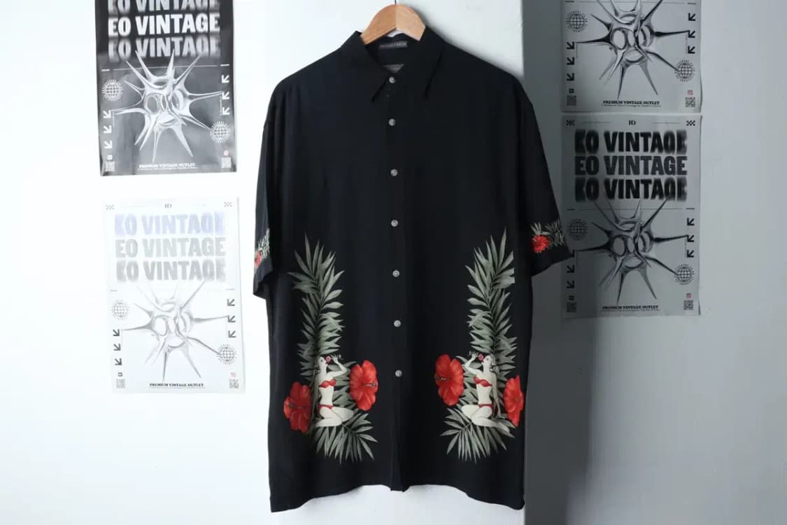 (M-2XL) 브랜드빈티지 반팔셔츠 남방 블랙 하와이안-141D5 상품이미지2