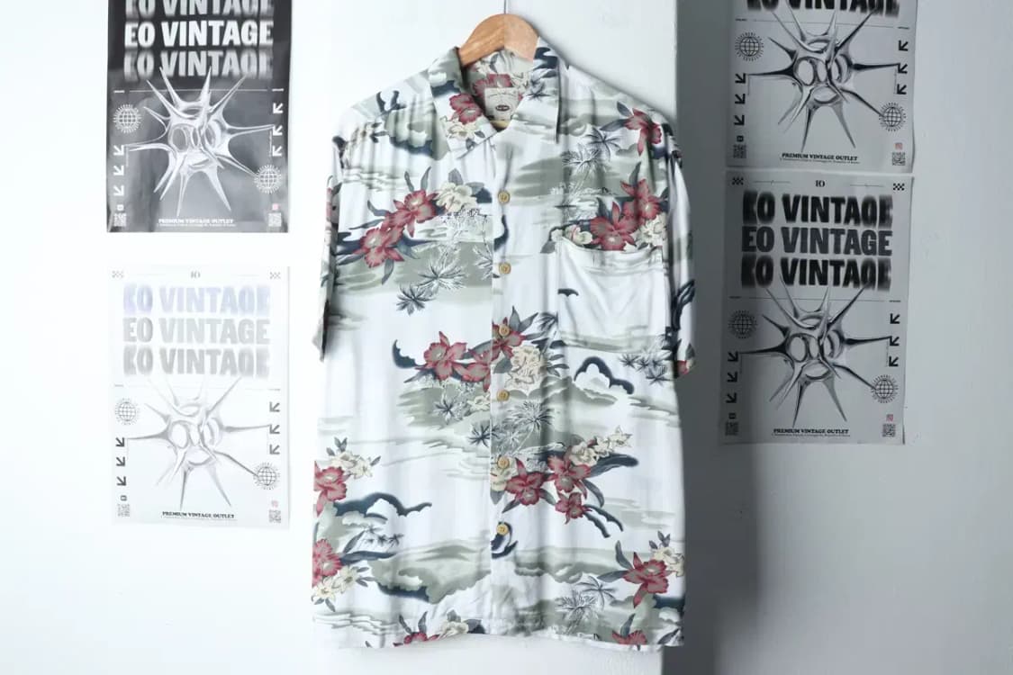 (M-2XL) 브랜드빈티지 반팔셔츠 남방 화이트 하와이안-141E1 상품이미지2