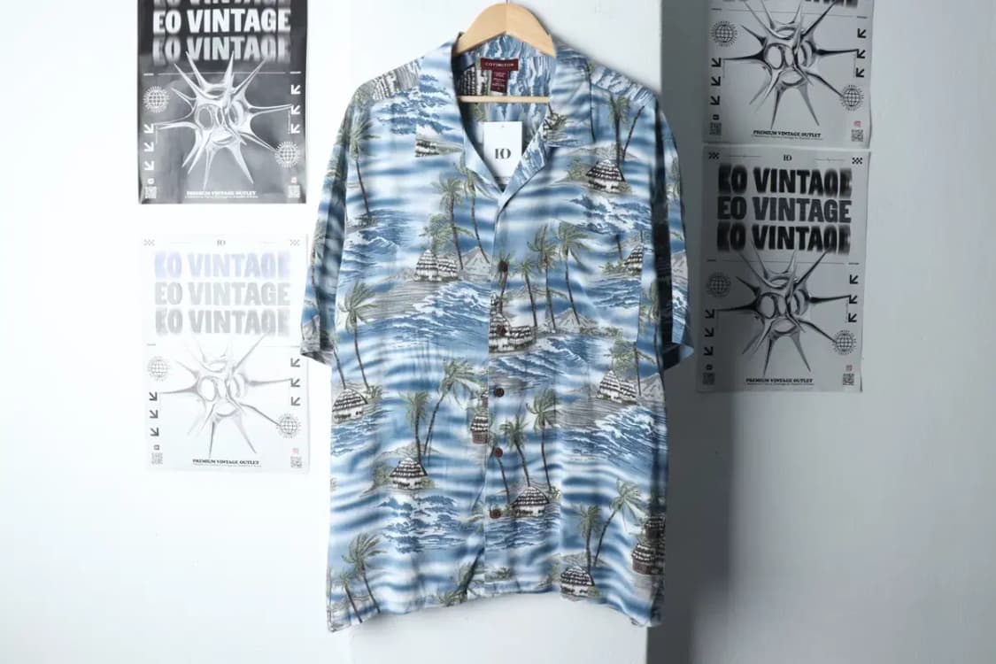 (2XL-3XL) 브랜드빈티지 반팔셔츠 남방 빅사이즈 블루-141E2 상품이미지2