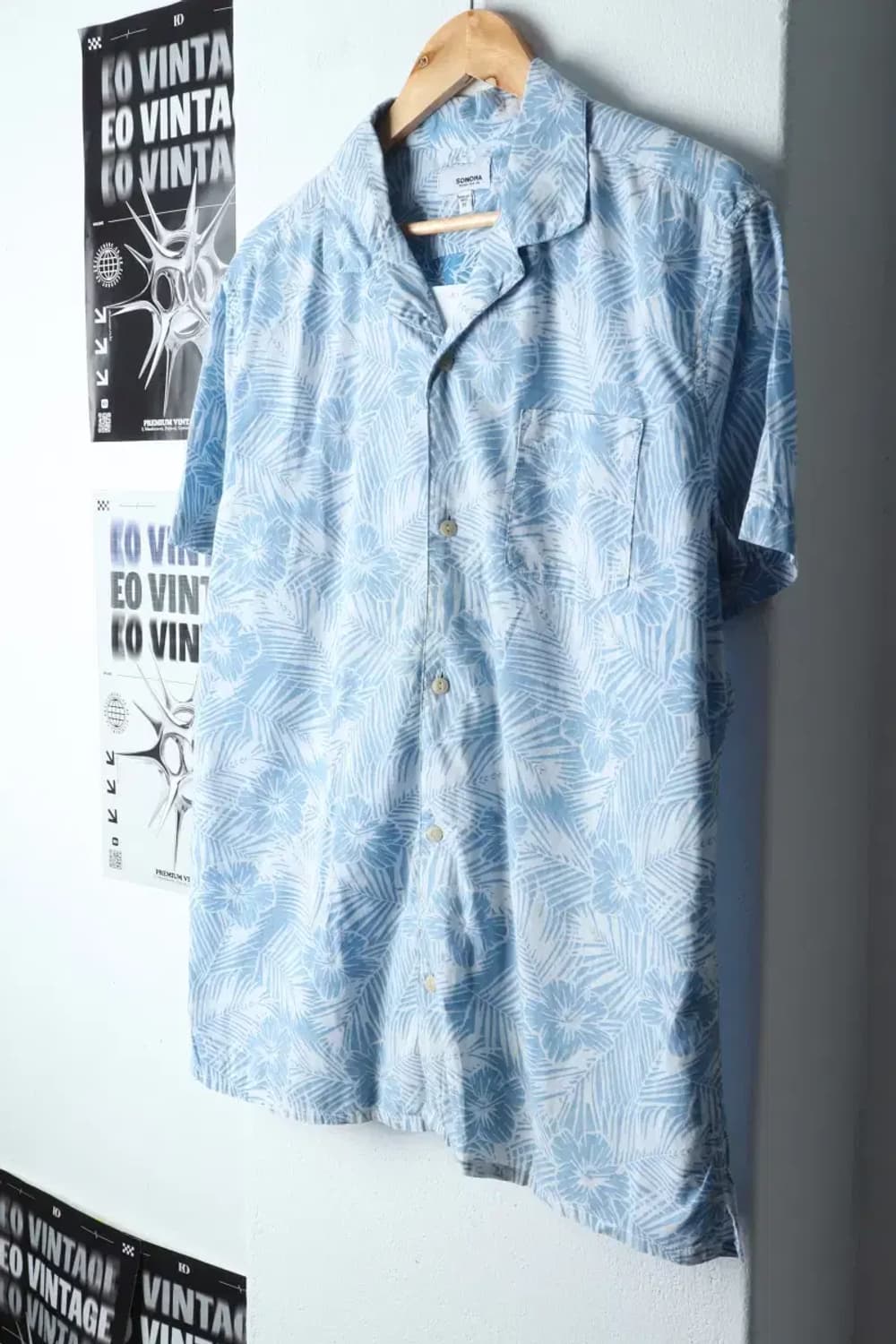 (M-XL) 브랜드빈티지 반팔셔츠 남방 연블루 하와이안-141EC 상품이미지1