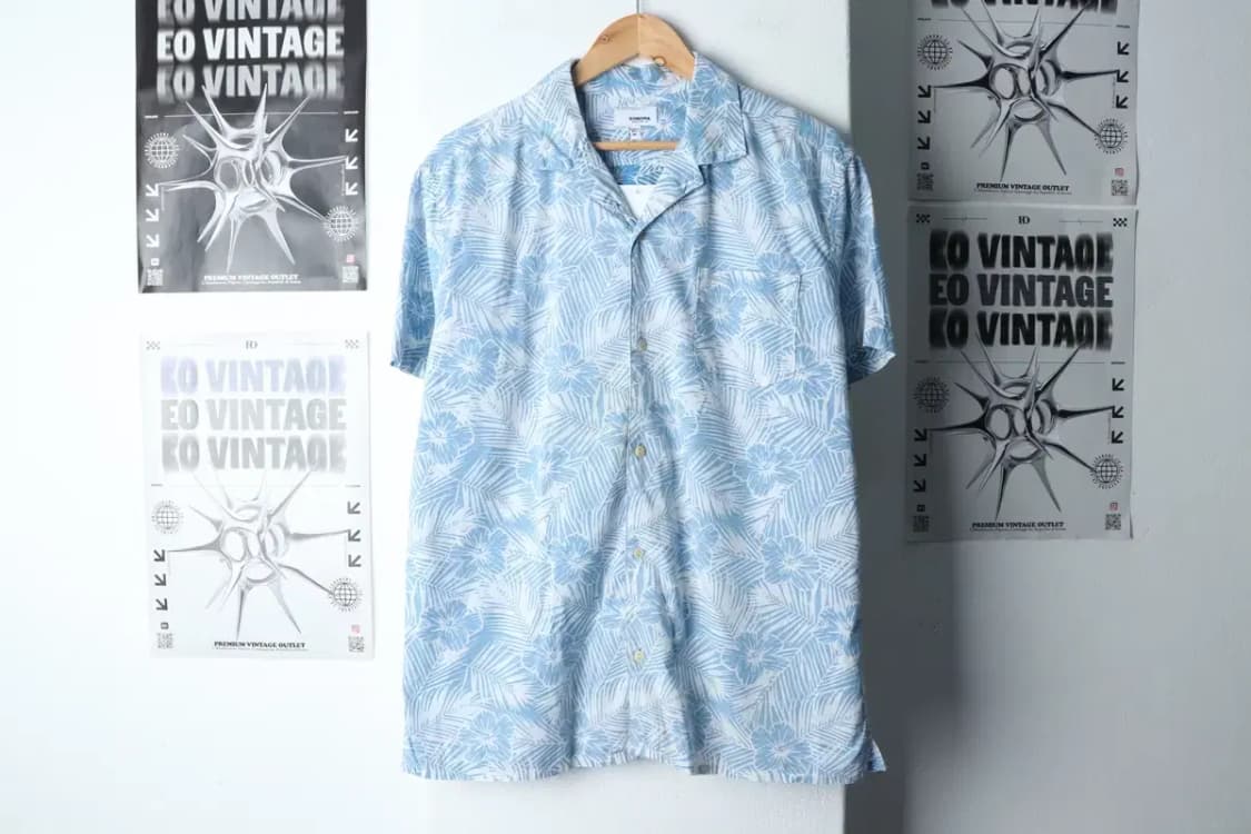 (M-XL) 브랜드빈티지 반팔셔츠 남방 연블루 하와이안-141EC 상품이미지2