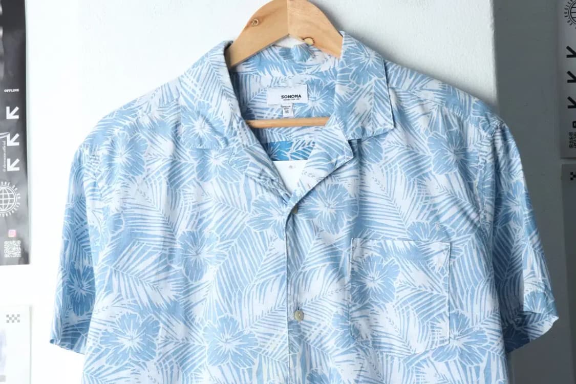 (M-XL) 브랜드빈티지 반팔셔츠 남방 연블루 하와이안-141EC 상품이미지3