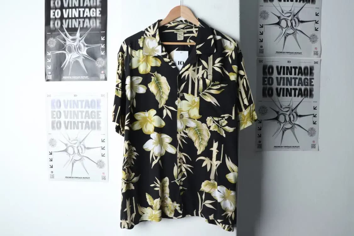 (L-2XL) 브랜드빈티지 반팔셔츠 남방 블랙 하와이안-141F1 상품이미지2
