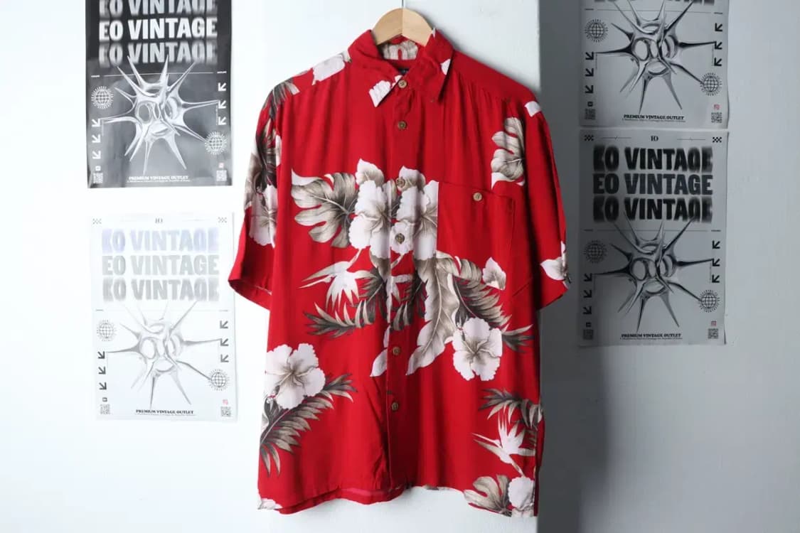 (M-XL) 브랜드빈티지 반팔셔츠 남방 레드 하와이안-141F6 상품이미지2