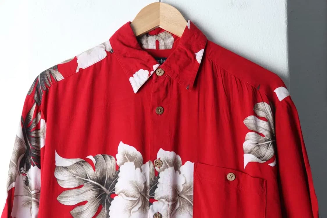 (M-XL) 브랜드빈티지 반팔셔츠 남방 레드 하와이안-141F6 상품이미지3