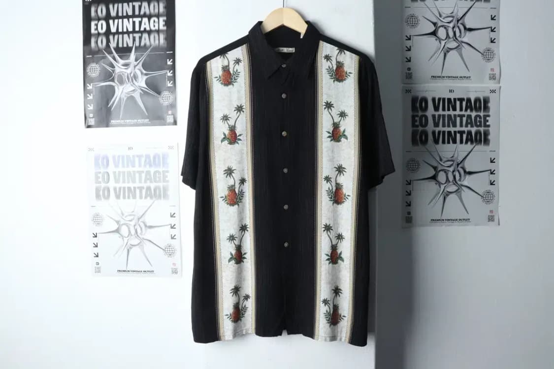 (L-2XL) 브랜드빈티지 반팔셔츠 남방 블랙 하와이안-141FA 상품이미지2