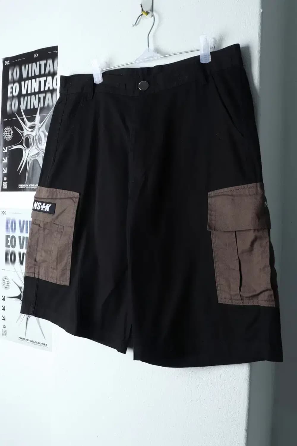 (XL) 네스티킥 반바지 팬츠 블랙 카고 면-1E17 상품이미지1