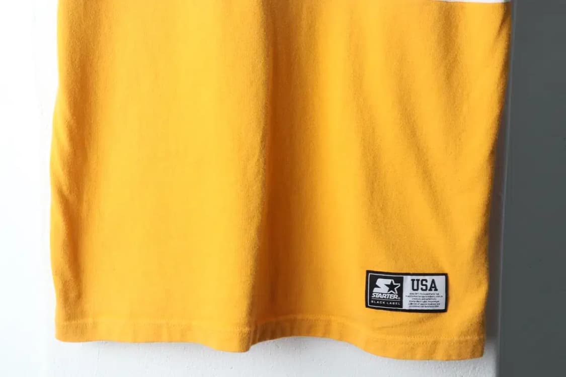 (M) 스타터 반팔 카라 티셔츠 노랑 럭비 올드스쿨-14259 상품이미지4