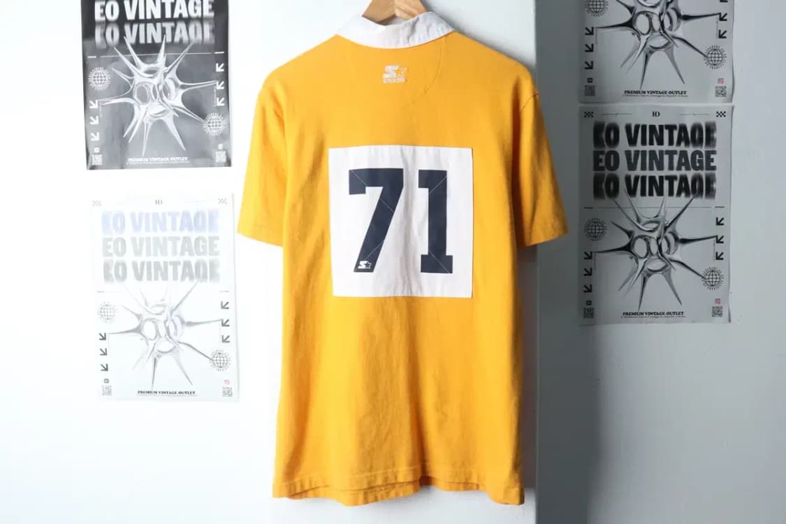 (M) 스타터 반팔 카라 티셔츠 노랑 럭비 올드스쿨-14259 상품이미지6