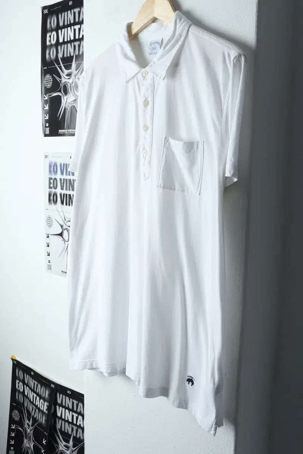 (XL) 브룩스브라더스 반팔 카라 티셔츠 화이트 포켓 올드스쿨-14332 상품이미지1