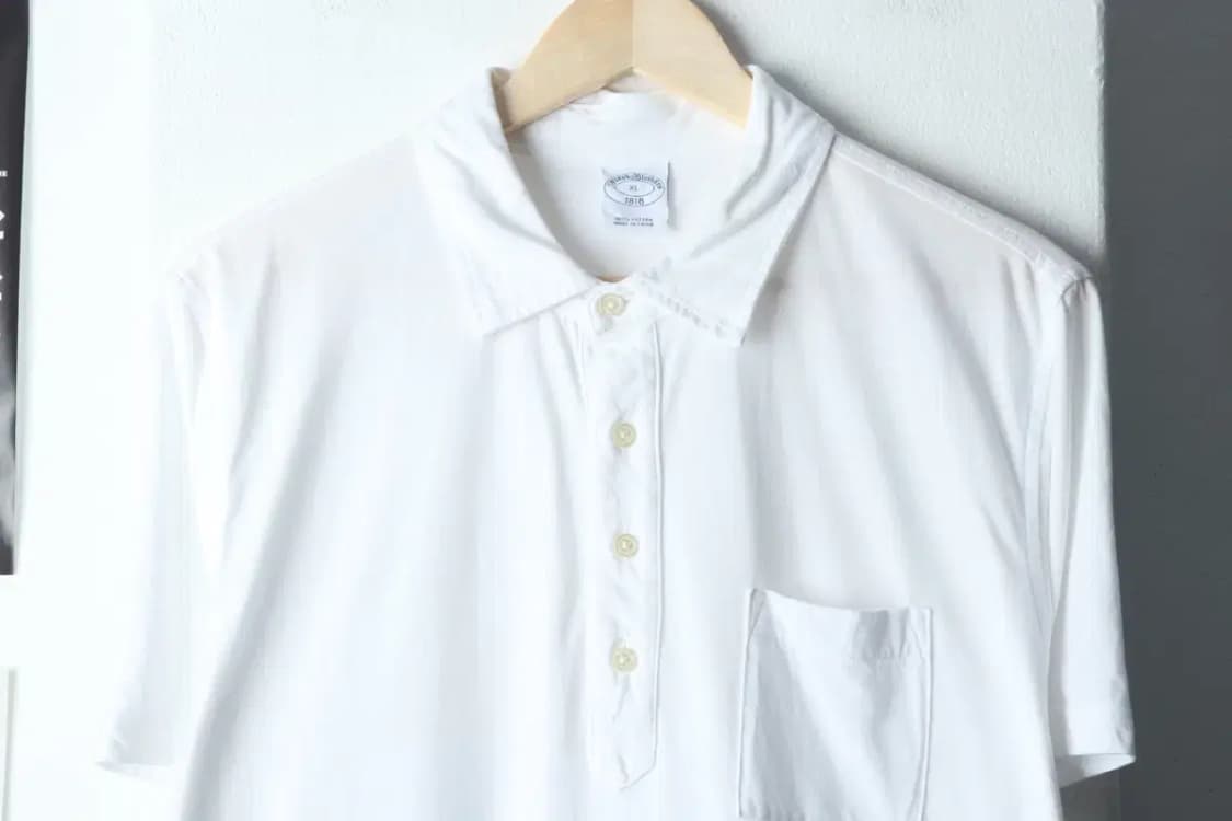 (XL) 브룩스브라더스 반팔 카라 티셔츠 화이트 포켓 올드스쿨-14332 상품이미지3