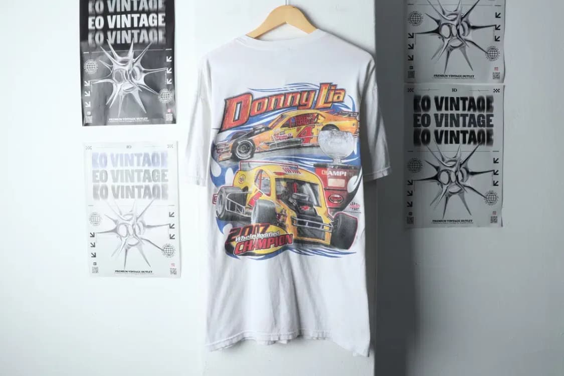 (L-XL) 브랜드빈티지 반팔 티셔츠 레이싱 락티 흰색-14344 상품이미지6