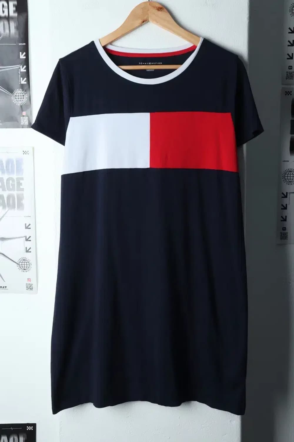 W(L-XL) 타미힐피거 드레스 원피스 반팔 네이비 면-143B0 상품이미지1