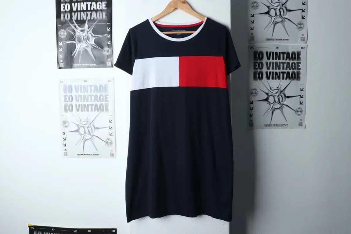 W(L-XL) 타미힐피거 드레스 원피스 반팔 네이비 면-143B0 상품이미지2