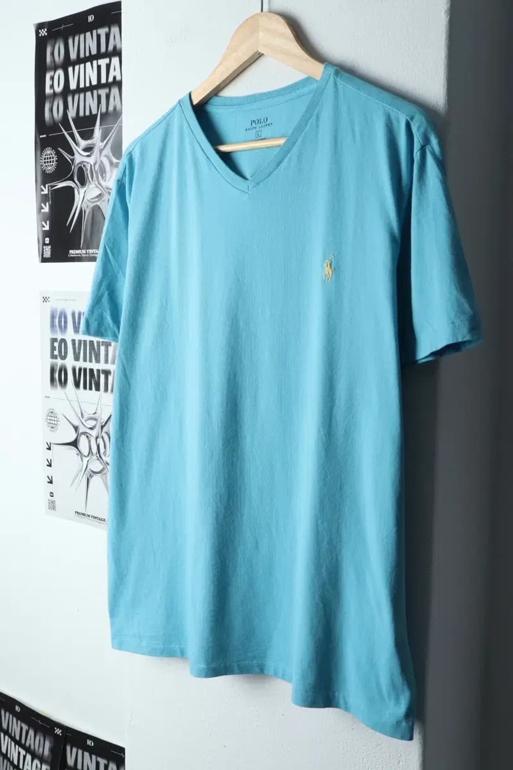 (L-XL) 폴로 랄프로렌 반팔 티셔츠 브이넥 연블루 포니-144EE 상품이미지1
