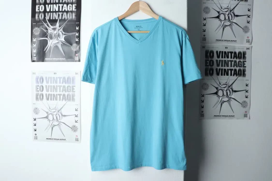 (L-XL) 폴로 랄프로렌 반팔 티셔츠 브이넥 연블루 포니-144EE 상품이미지2