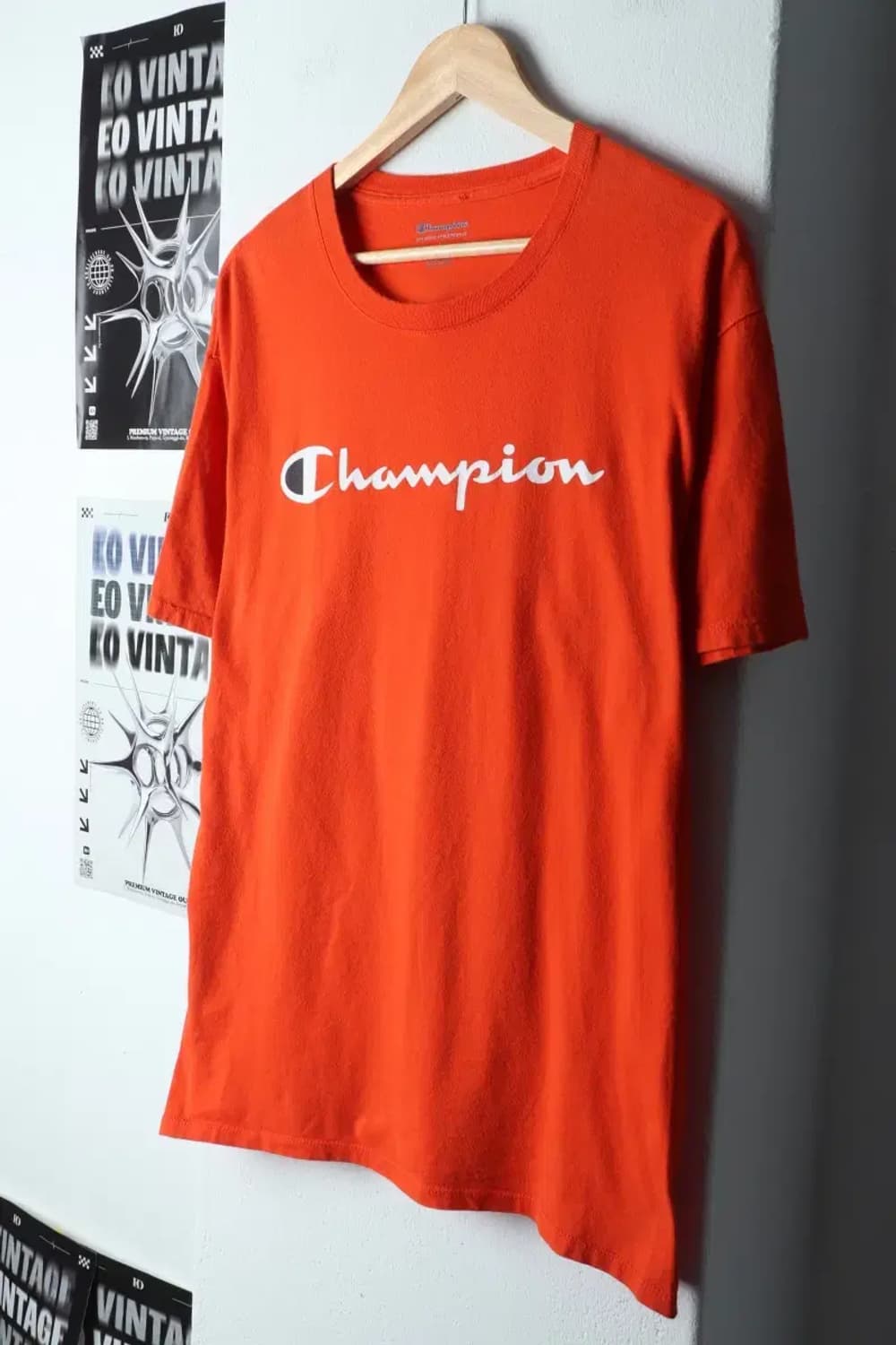(L-XL) 챔피온 반팔 티셔츠 주황 로고 올드스쿨-144F6 상품이미지1