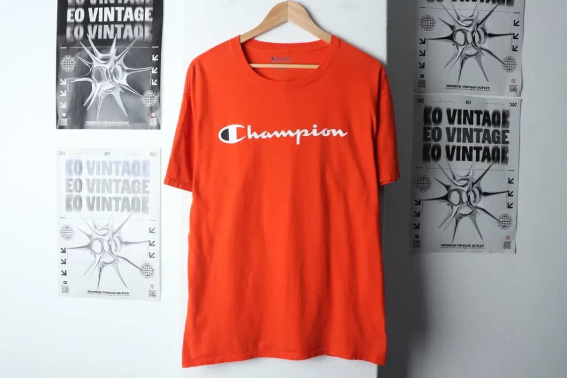 (L-XL) 챔피온 반팔 티셔츠 주황 로고 올드스쿨-144F6 상품이미지2