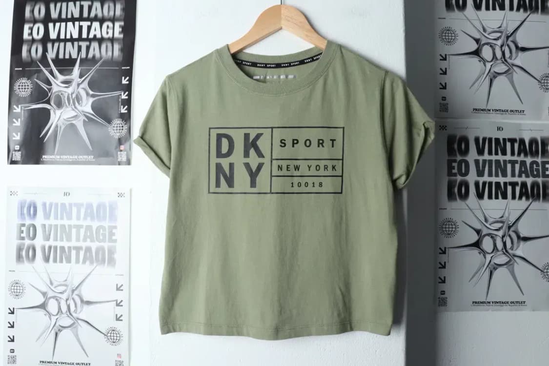 W(XS) DKNY 디케이앤와이 도나카란 반팔 티셔츠 카키-144FA 상품이미지2