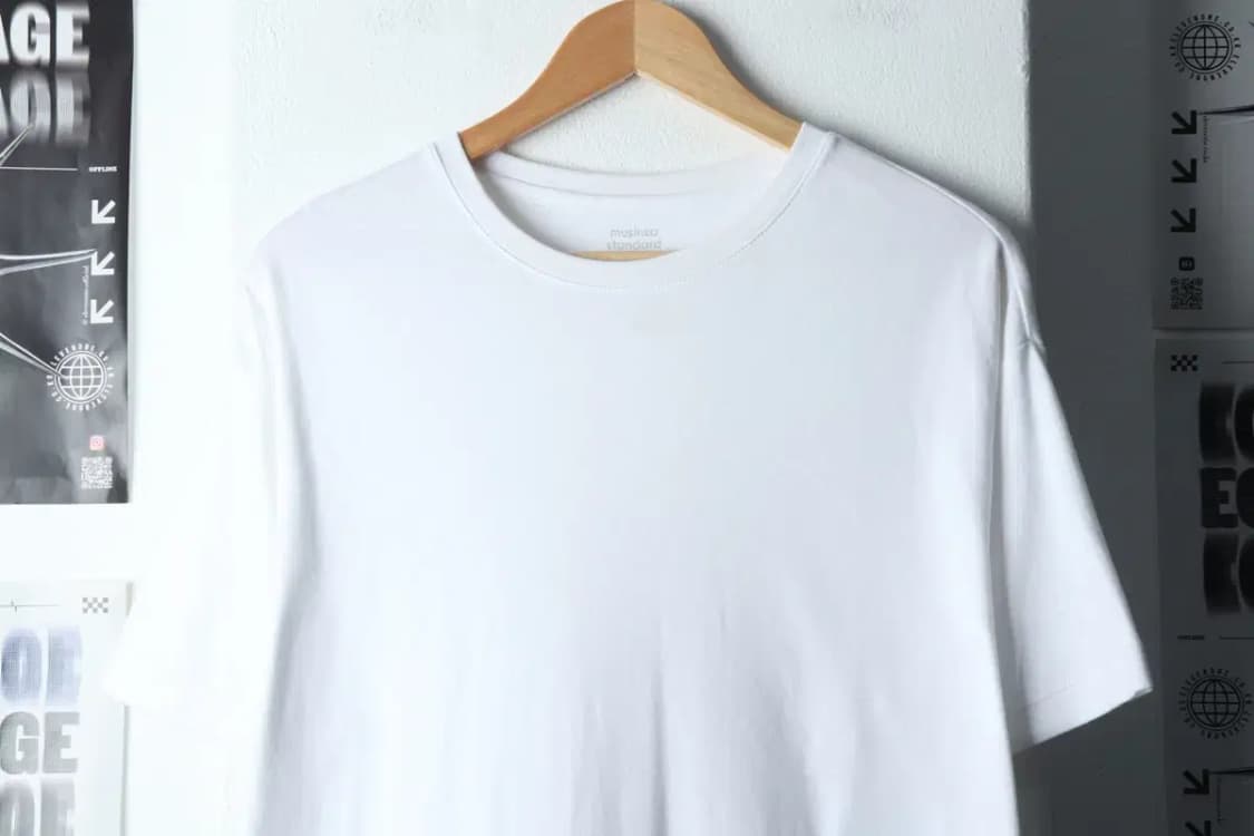 W(L) 무신사 스탠다드 반팔 티셔츠 화이트 무지 롱-1456F 상품이미지3