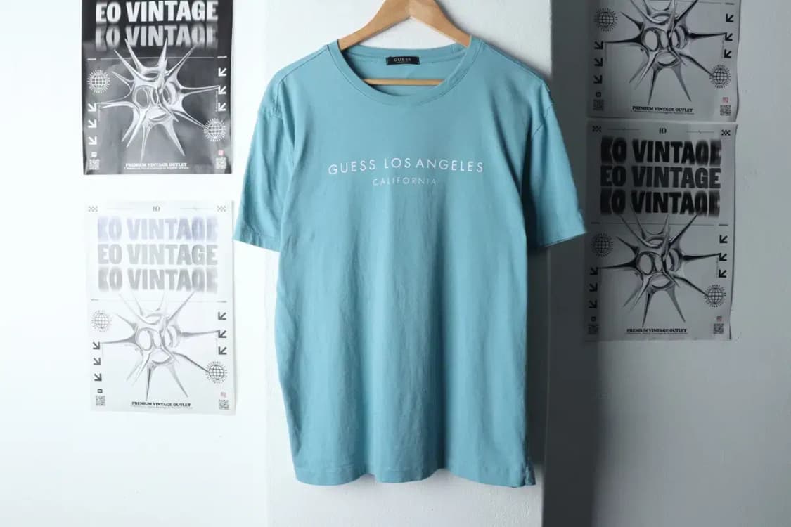 (2XL) 게스 반팔 티셔츠 빅사이즈 연블루 올드스쿨-14570 상품이미지2