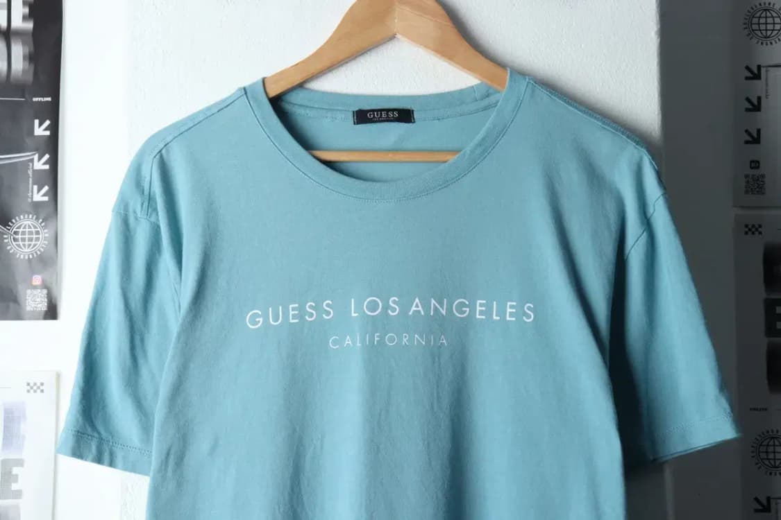 (2XL) 게스 반팔 티셔츠 빅사이즈 연블루 올드스쿨-14570 상품이미지3