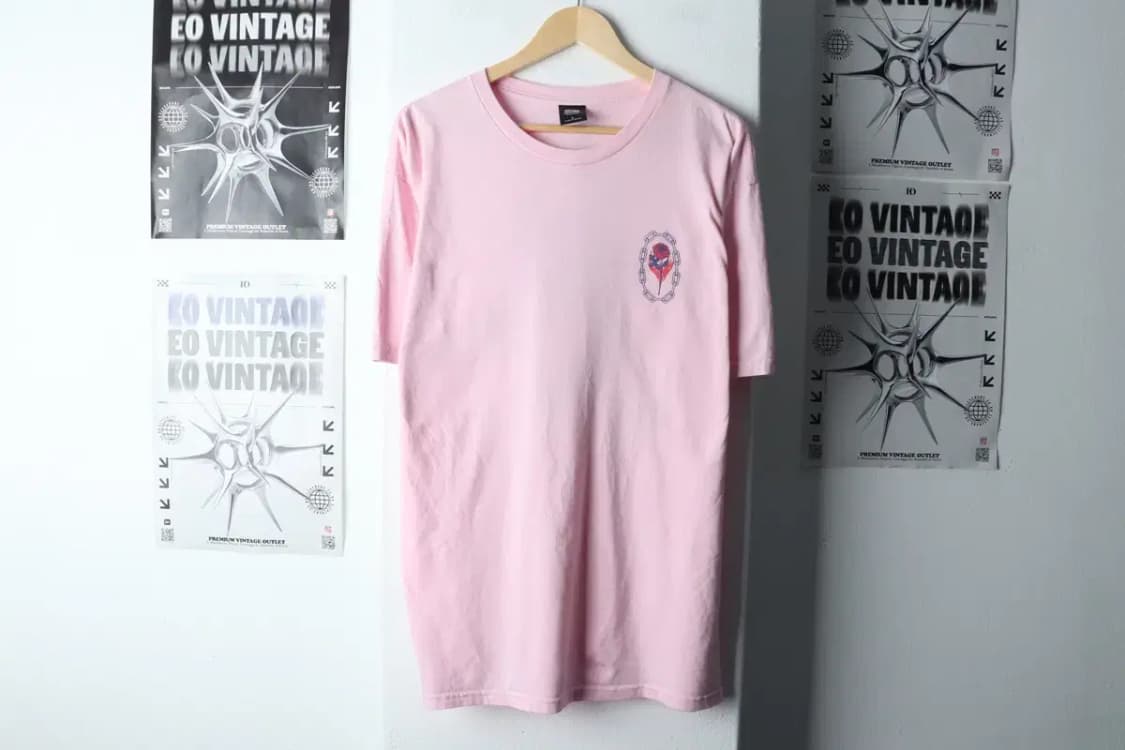 (L-XL) 오베이 반팔 티셔츠 핑크 장미 올드스쿨-1458D 상품이미지2
