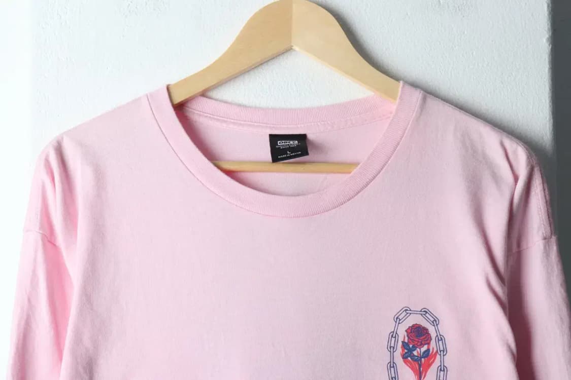 (L-XL) 오베이 반팔 티셔츠 핑크 장미 올드스쿨-1458D 상품이미지3
