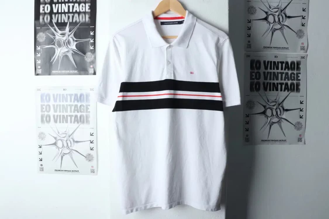 (M-XL) 캘빈클라인 반팔 카라 티셔츠 화이트 올드스쿨-14590 상품이미지2