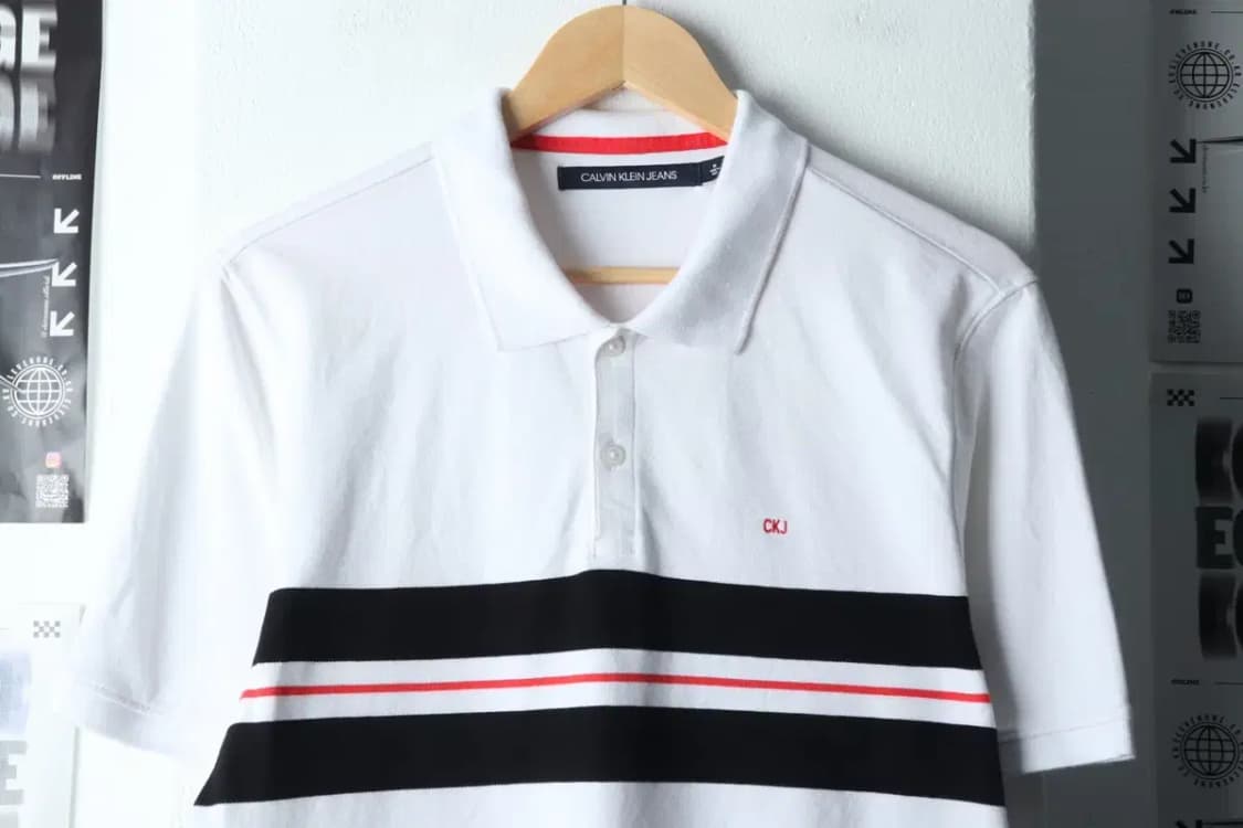 (M-XL) 캘빈클라인 반팔 카라 티셔츠 화이트 올드스쿨-14590 상품이미지3