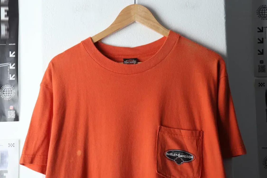 (L-XL) 할리데이비슨 반팔 티셔츠 이염 주황-145D3 상품이미지4