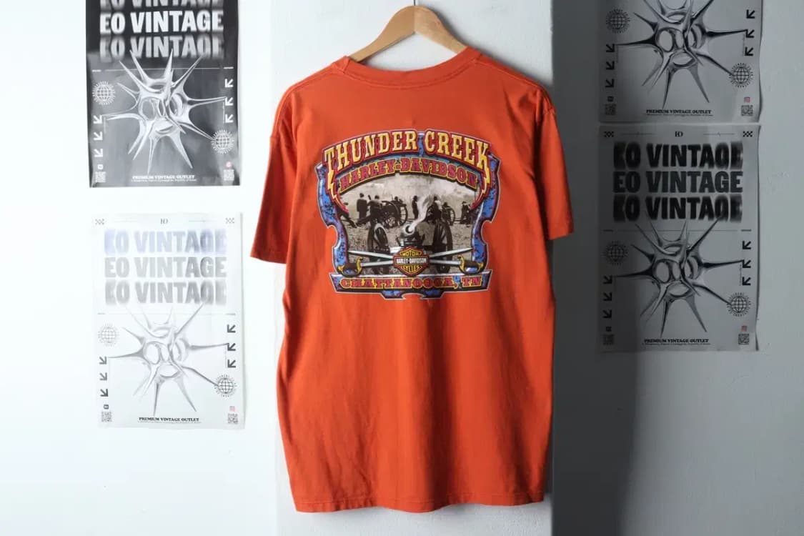 (L-XL) 할리데이비슨 반팔 티셔츠 이염 주황-145D3 상품이미지7