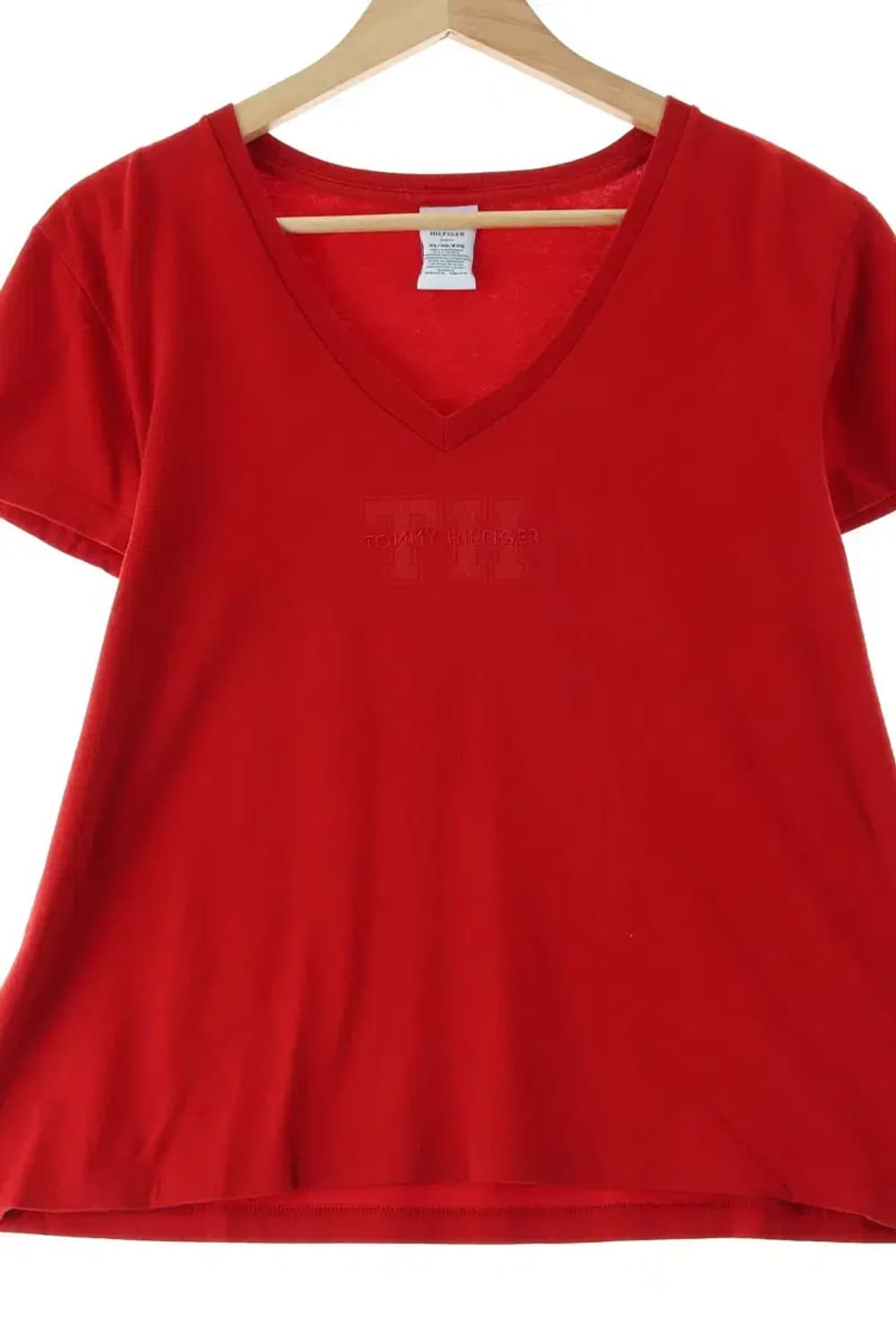 W(XL) 타미힐피거 반팔 티셔츠 브이넥 레드 올드스쿨-14654 상품이미지1