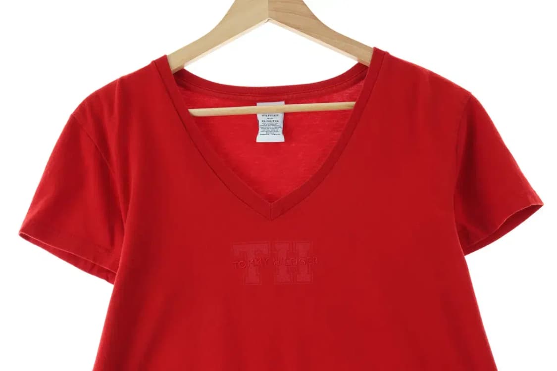 W(XL) 타미힐피거 반팔 티셔츠 브이넥 레드 올드스쿨-14654 상품이미지2