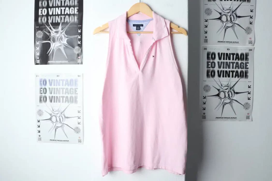 W(XL) 타미힐피거 반팔 카라 티셔츠 원피스 민소매 핑크-146BA 상품이미지2