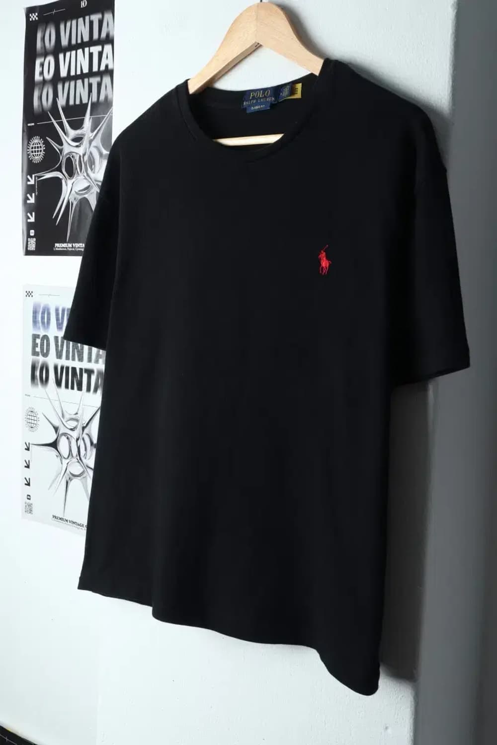 W(M-XL) 폴로 랄프로렌 반팔 티셔츠 와플 블랙 레드포니-146CB 상품이미지1