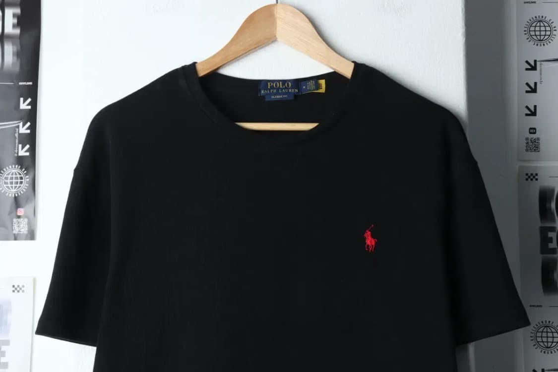 W(M-XL) 폴로 랄프로렌 반팔 티셔츠 와플 블랙 레드포니-146CB 상품이미지3