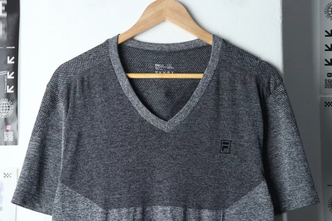 (2XL) 휠라 반팔 티셔츠 빅사이즈 브이넥 그레이-146CD 상품이미지3