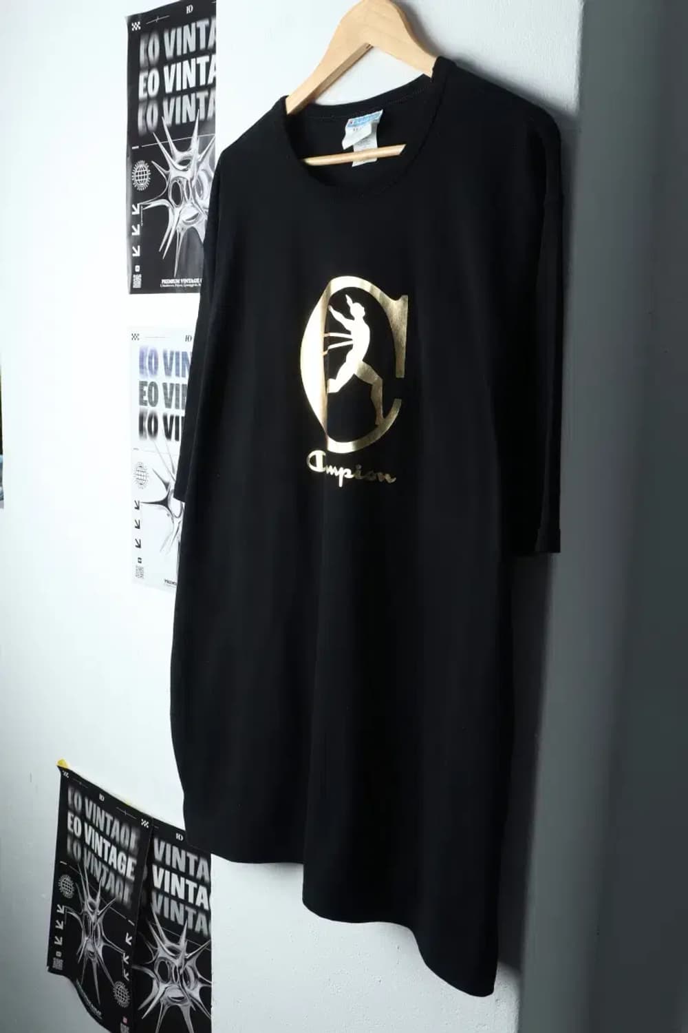 (3XL-4XL) 챔피온 반팔 티셔츠 빅사이즈 블랙 올드스쿨-14716 상품이미지1