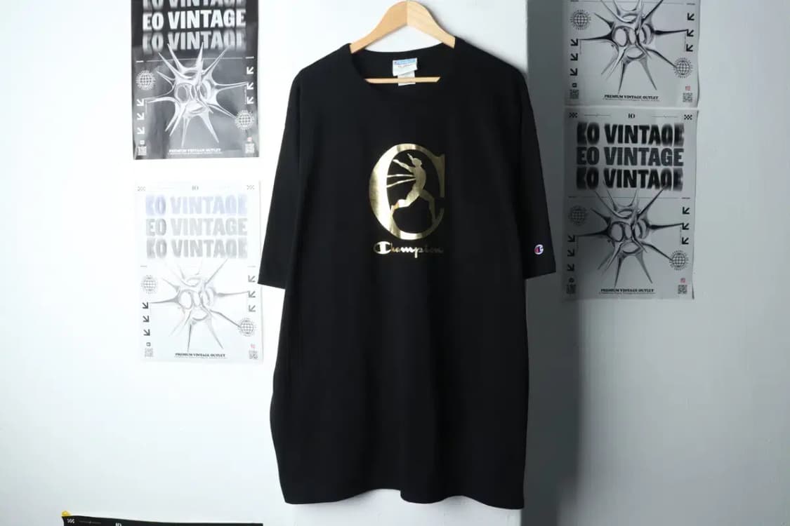 (3XL-4XL) 챔피온 반팔 티셔츠 빅사이즈 블랙 올드스쿨-14716 상품이미지2