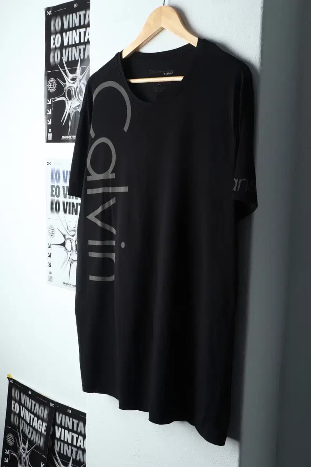 (XL-2XL) 캘빈클라인 반팔 티셔츠 빅사이즈 블랙 올드스쿨-1471A 상품이미지1