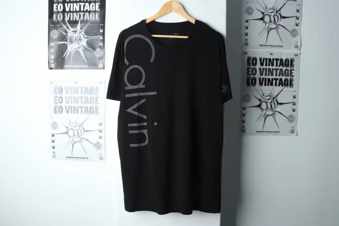 (XL-2XL) 캘빈클라인 반팔 티셔츠 빅사이즈 블랙 올드스쿨-1471A 상품이미지2