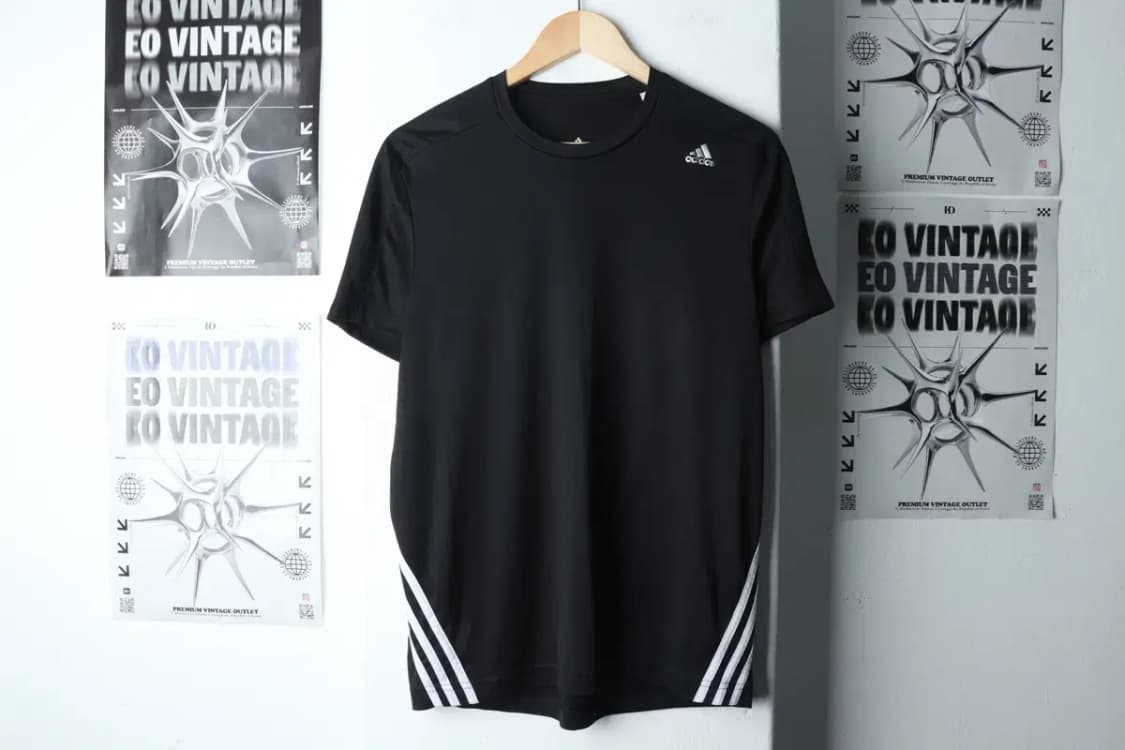 (XL) 아디다스 반팔 티셔츠 기능성 블랙 삼선-1472E 상품이미지2